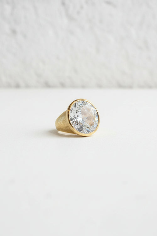 Crystal Ring Gold Plated Sterling Silver