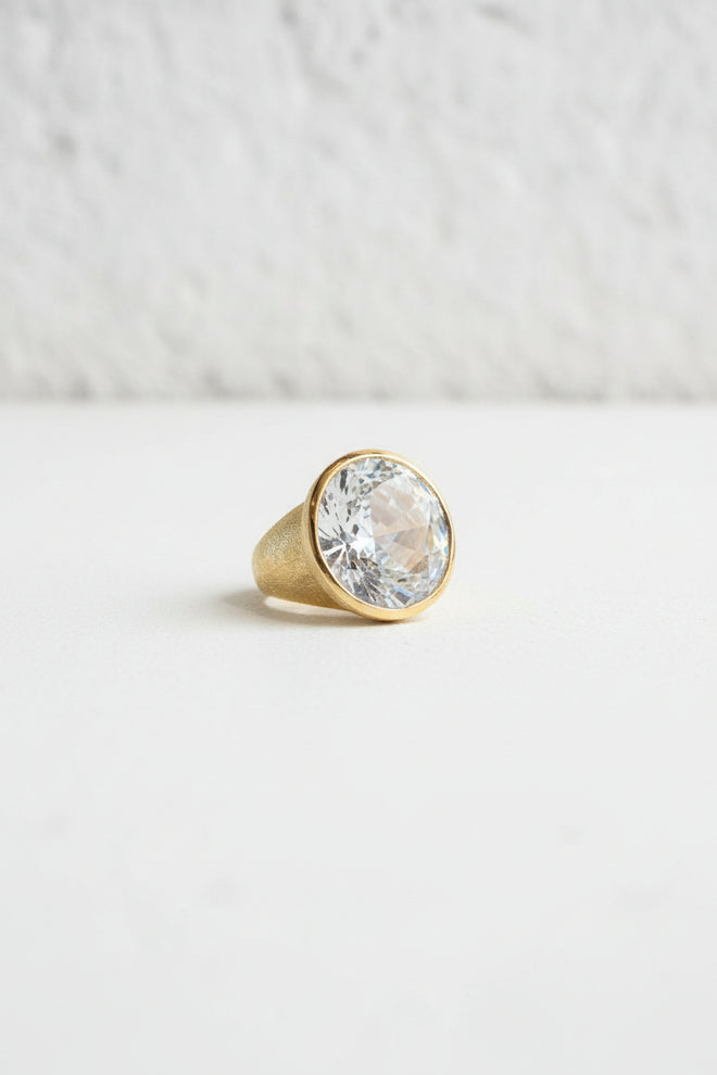 Crystal Ring Gold Plated Sterling Silver