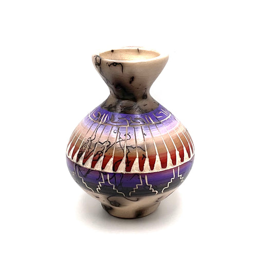 Navajo Carved Vase by Artist Marilyn Sam 4"H x 3"W