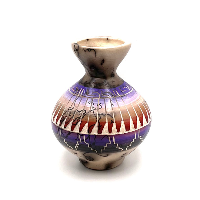 Navajo Carved Vase by Artist Marilyn Sam 4"H x 3"W