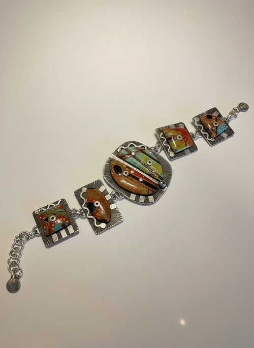 Savage Colorful Bracelet with Blue Topaz & Pyrite One-of-a-Kind
