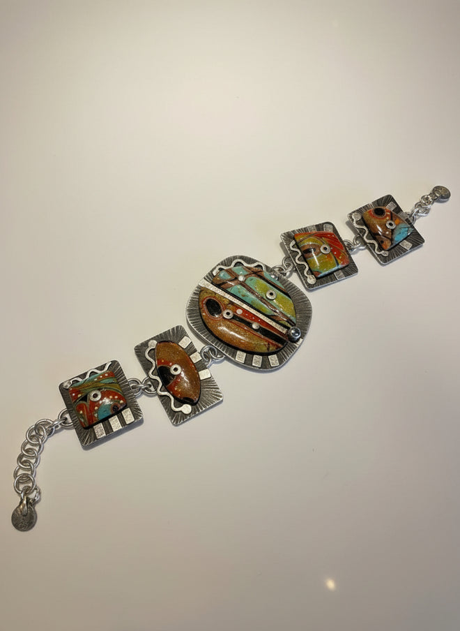 Savage Colorful Bracelet with Blue Topaz & Pyrite One-of-a-Kind