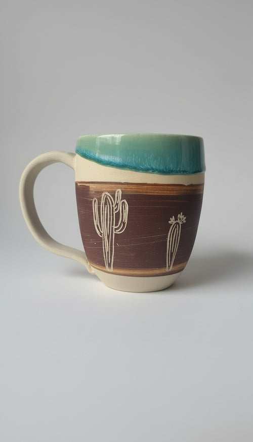 Handmade Carved Saguaro Cactus Mug by Sari Green