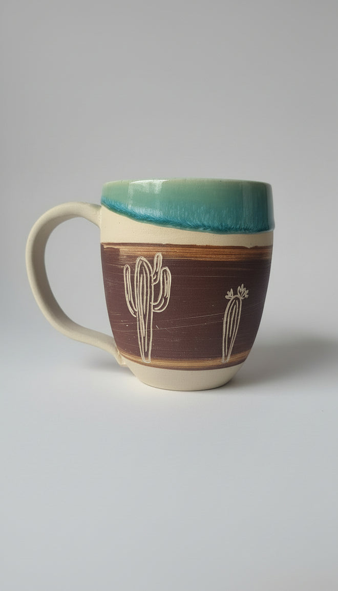 Handmade Carved Saguaro Cactus Mug by Sari Green
