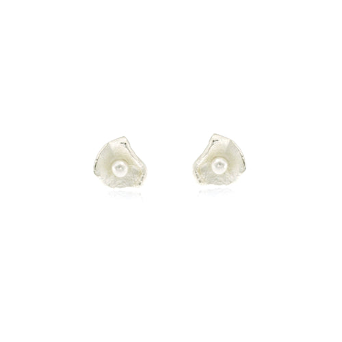 Pearl Petal Earrings - Sterling Silver (Small)