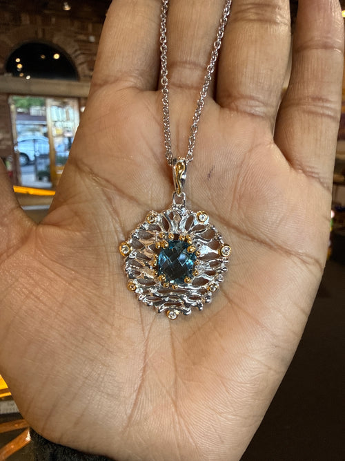 London Blue Topaz & White Topaz Necklace
