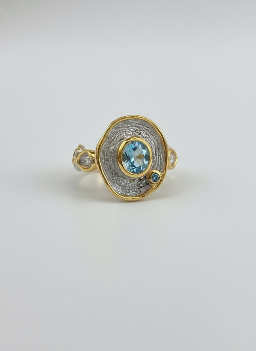 Swiss Blue Topaz & Blue Sapphire Ring