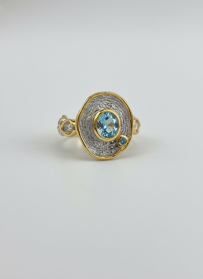 Swiss Blue Topaz & Blue Sapphire Ring