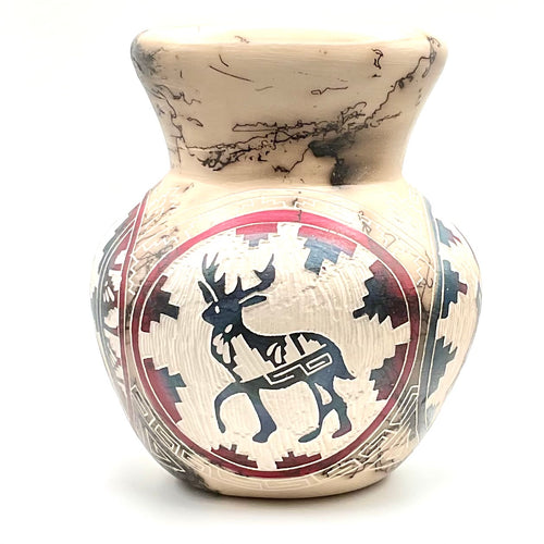 Navajo Carved Vase by Artist Carla Joe 6.5"H x 5"W