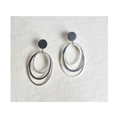 Sterling Silver 3 Oval Post Earrings
