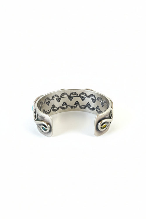 Kingman Turquoise Cuff Bracelet by Navajo Artist M. Calladitto