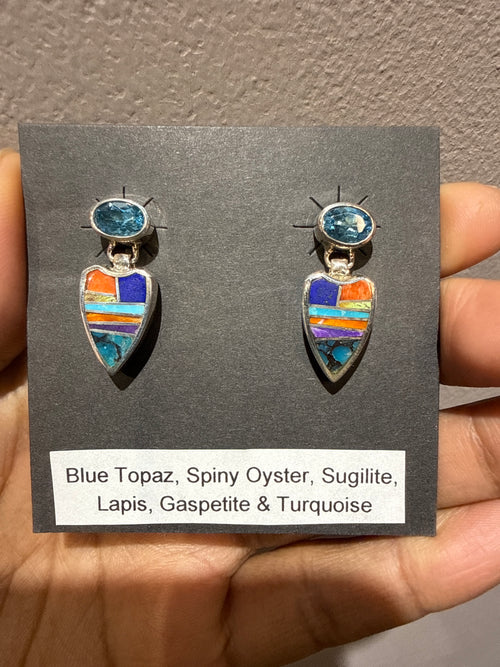 Indian Summer Post Earrings - Navajo Stone Inlaid