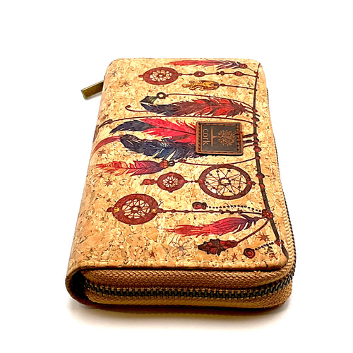Natural Cork Women Large Zipper Wallet