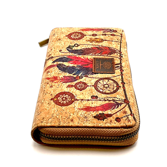 Natural Cork Women Large Zipper Wallet