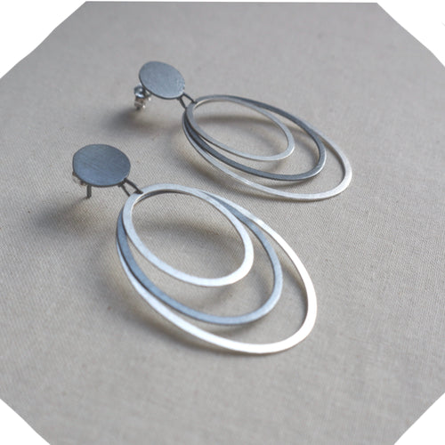 Sterling Silver 3 Oval Post Earrings