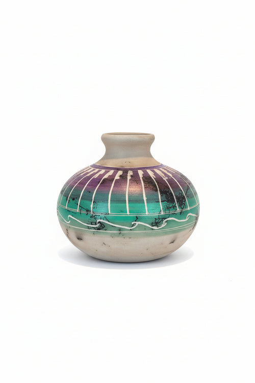 Navajo Carved Vase by Artist Larry Livingston 3"H x 3.5"W