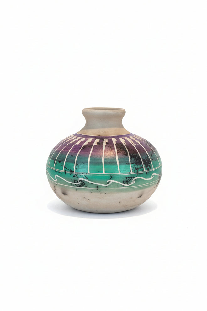 Navajo Carved Vase by Artist Larry Livingston 3"H x 3.5"W
