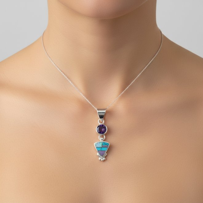 Amethyst, Sugilite, Turquoise & Opal Necklace