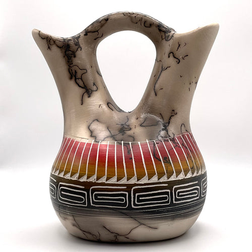 Navajo Carved Vase by Artist Cecelia Benally 6"H x 5" W