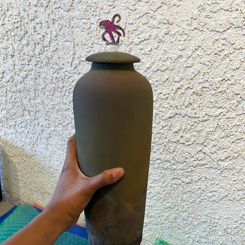 Skinny Tall Raku Pot