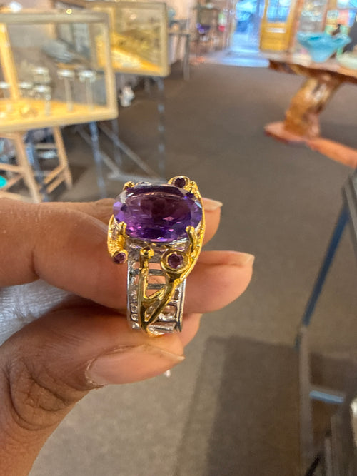 Amethyst & Rhodolite ring