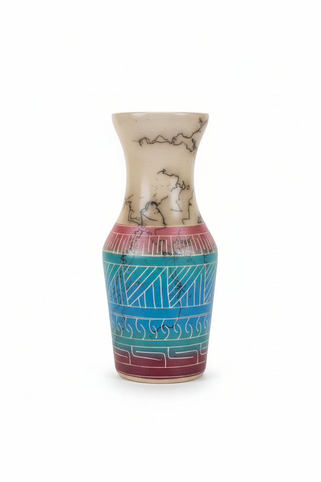 Navajo Carved Vase by Artist Marlena Grey 6"H x 3"W