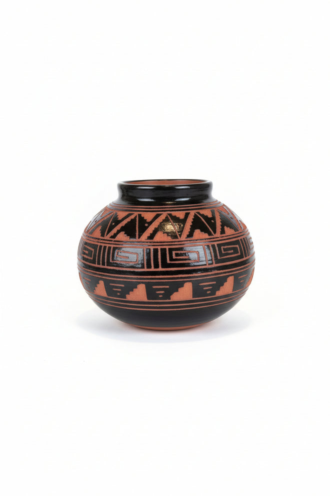 Navajo Ceramic Vase by Michael Davis 4.5"H x 6"W