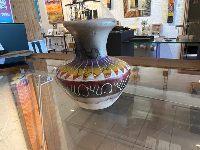 Vanessa Sam Navajo Horsehair Pottery – Colorful Hand-Etched Ceramic Pot