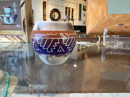 Marilena Sun Horsehair Pottery – Ceramic Brown and Purple Vase