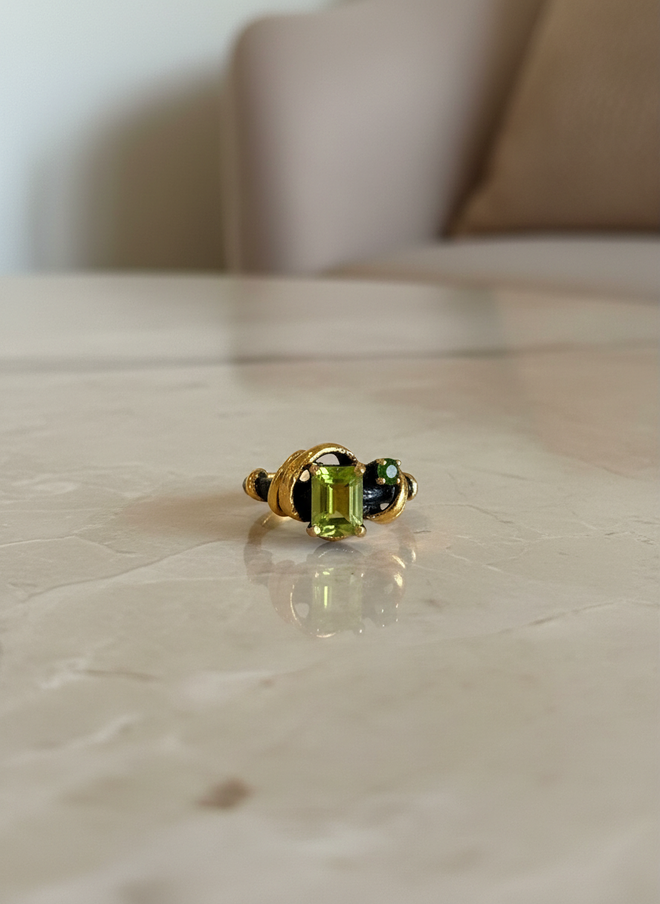Peridot & green Chrome Diopside ring