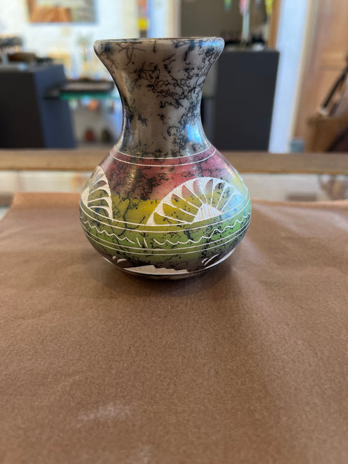 Samantha Willie Horsehair Pottery – Ceramic Green and Red Vase