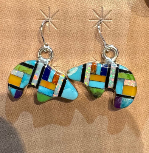 Multi Stone Bear Earrings