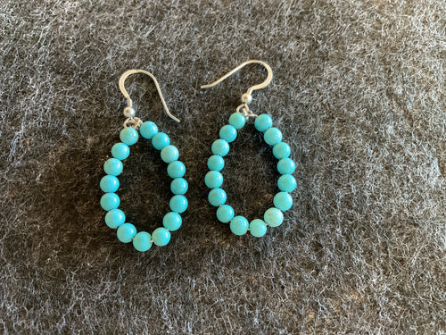 Turquoise Beaded Hoop Earrings