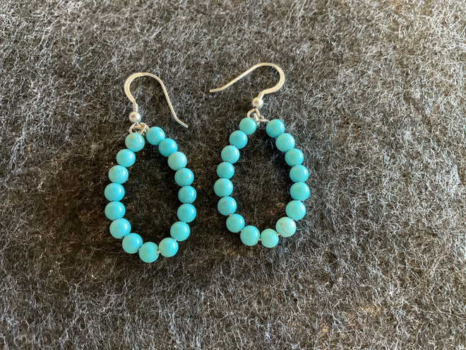 Turquoise Beaded Hoop Earrings