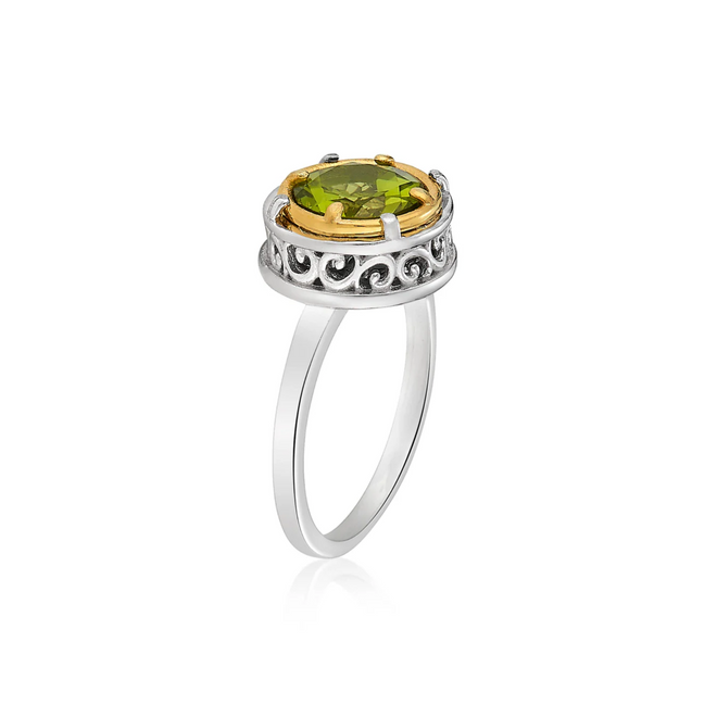 Round Peridot Ring with 18k Gold Vermeil