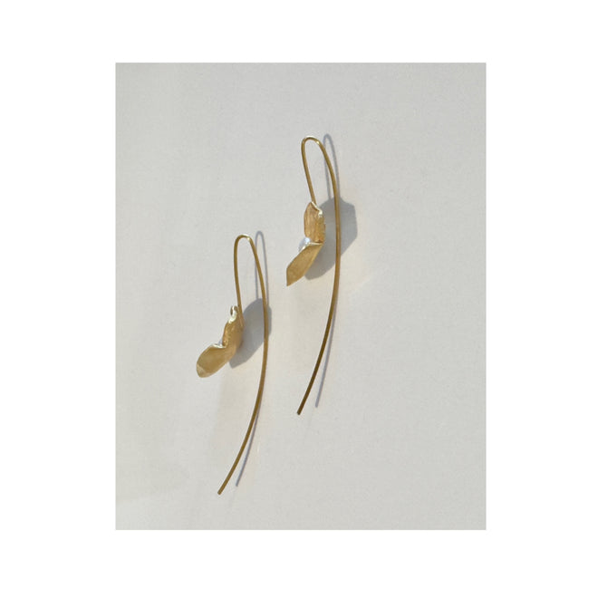 Gold Shell Earrings with Pearl - French Wire