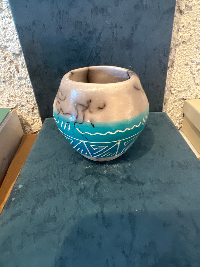 Marilena Sun Horsehair Pottery – Ceramic Turquoise Vase