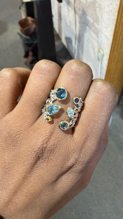 London Blue Topaz & Blue Sapphire Ring