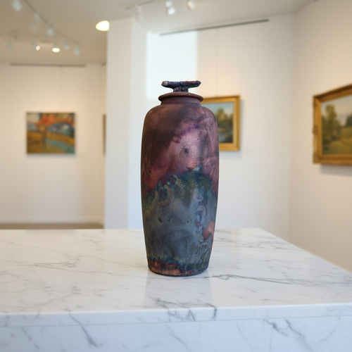 Tall Raku Ceramic Pot