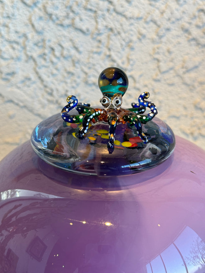 Glass Pot with Octopus on Lid