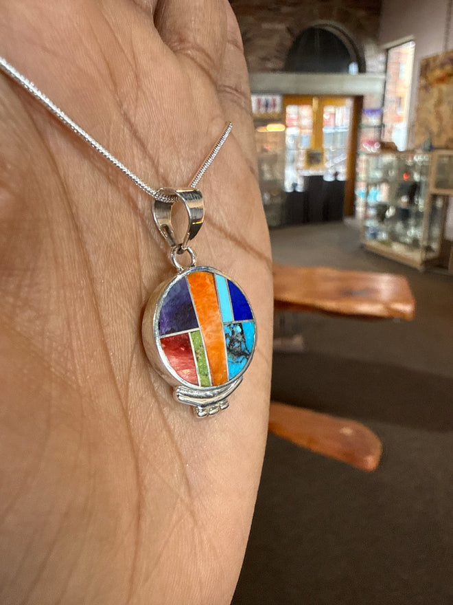 Navajo Multi Stone Inlaid Indian Summer Necklace