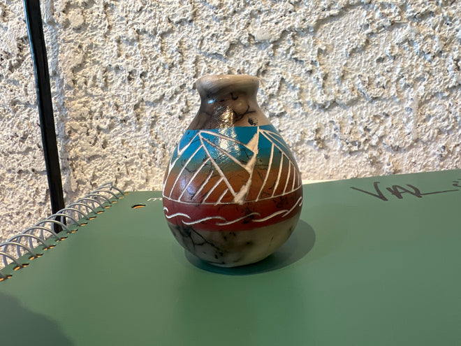 Shana Sam Horsehair Pottery – Ceramic Multicolored Vase
