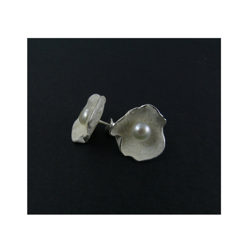 Pearl Petal Earrings - Sterling Silver (Medium)