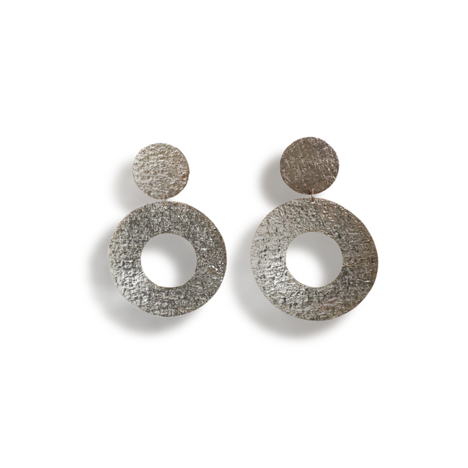 Double Circle Sterling Silver Earrings