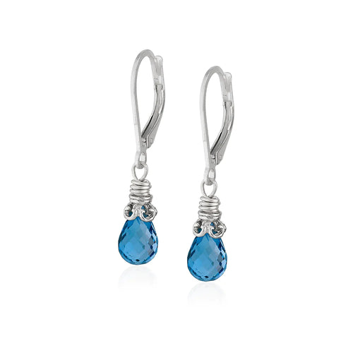 Petite London Blue Topaz Earrings in Silver