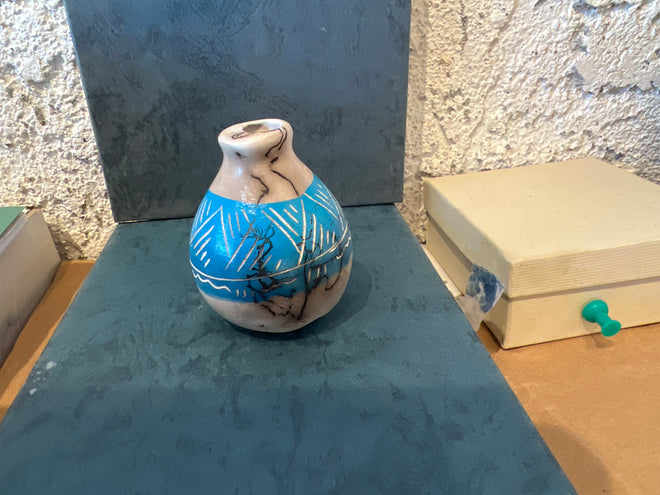 Shana Sam Horsehair Pottery – Ceramic Blue Vase