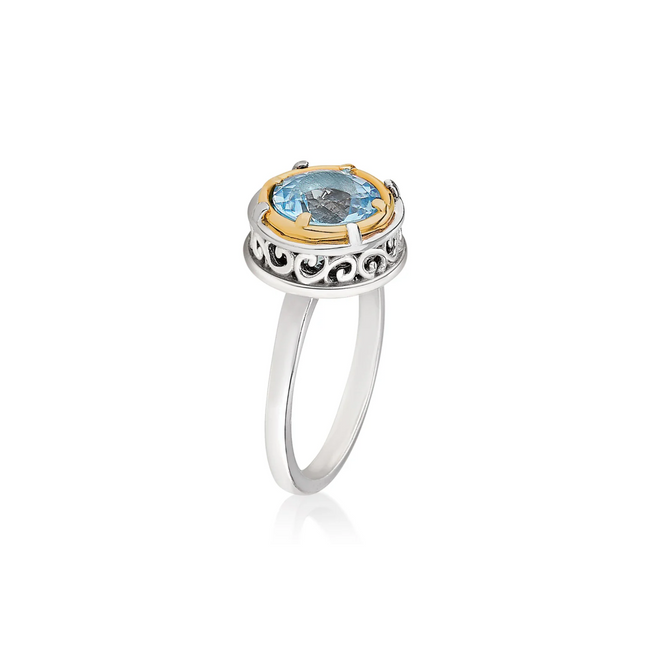 Round Blue Topaz Ring with 18k Gold Vermeil