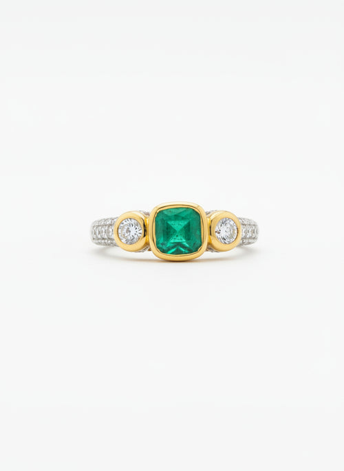 Emerald & White Topaz Ring
