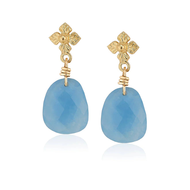 Aquamarine Drops Earrings 18k Gold Vermeil