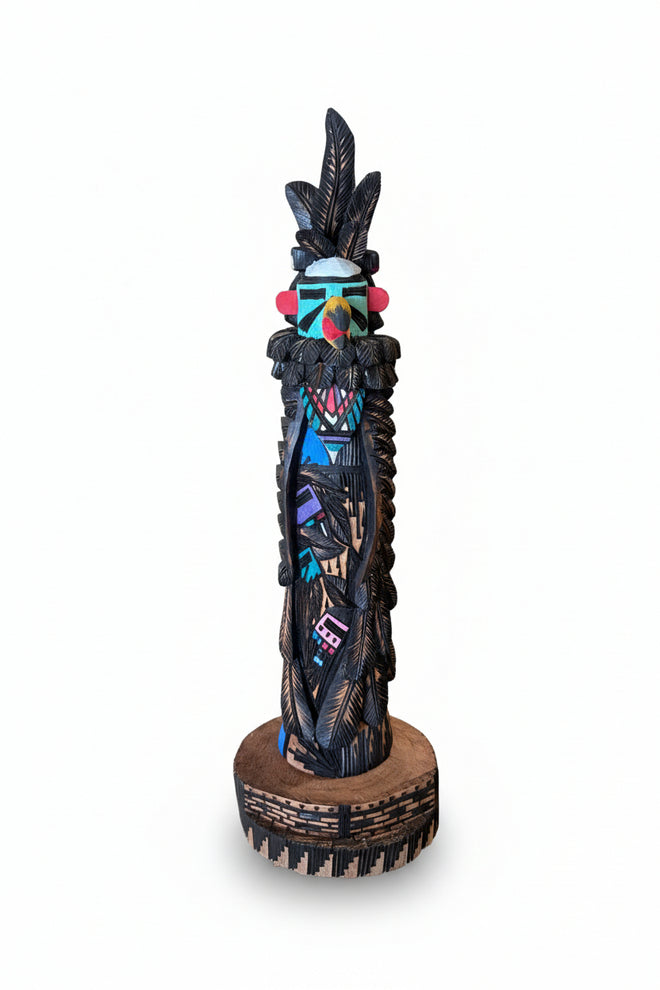 Handmade Raven Kachina Sculpture by Navajo Artist Jerald Guy
